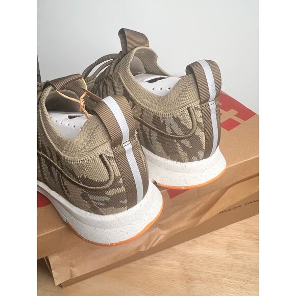 FitFlop Camo Knit Lace Up Sneakers Tan Lightweight Walking Shoes New in Box - Picture 6 of 7